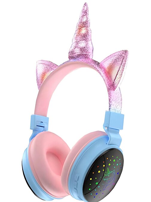Pazariz Yeni Nesil Led Işıklandırmalı Kablosuz Sevimli Unicorn Kız Çocuk Kulaklığı