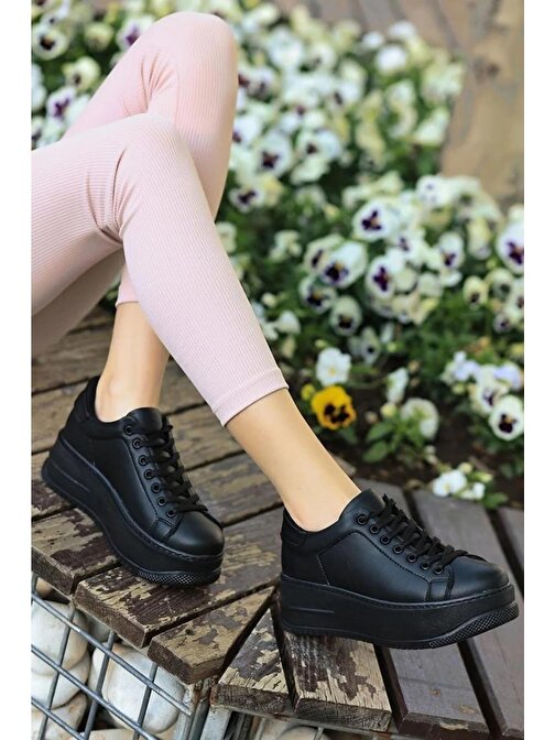 Papuç Sepeti 2596 Kadın Yüksek Topuk Günlük Sneaker Ayakkabı 39