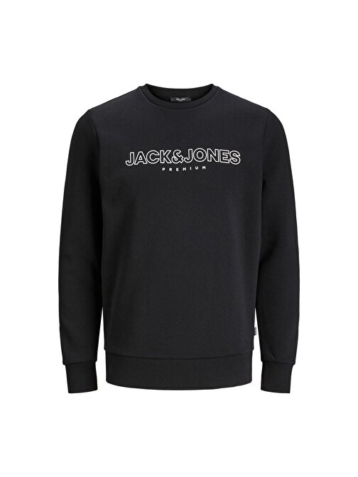 Jack&Jones Sıfır Yaka Standart Kalıp Siyah Erkek Sweatshirt 12245593