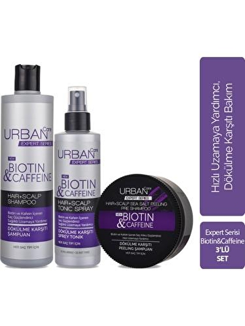 Urban Care Expert Vegan Hızlı Uzamaya Yardımcı Biotin Ve Kafein Dökülme Karşıtı 3'lü Set