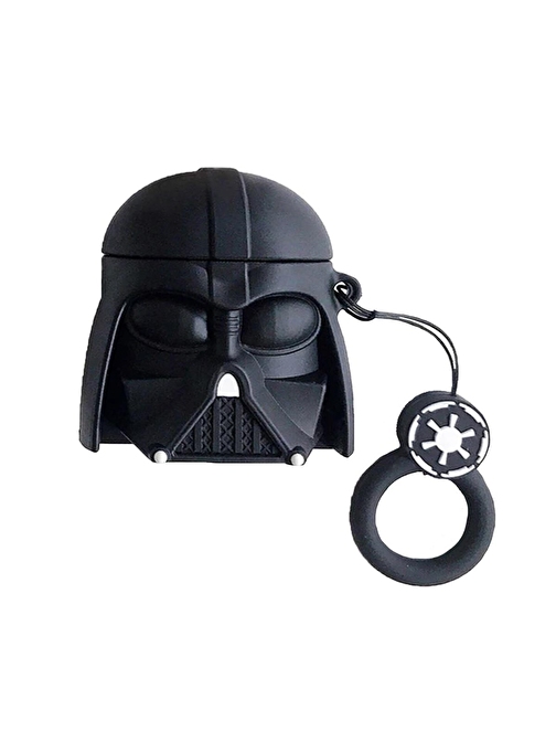 E2M Airpods 1 - 2. Nesil Uyumlu Darth Vader Desenli Silikon Bluetooth Kulaklık Kılıfı Siyah