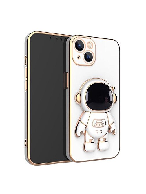 SMCASE Apple iPhone 13 Kılıf Standlı Kamera Korumalı Astronot Silikon