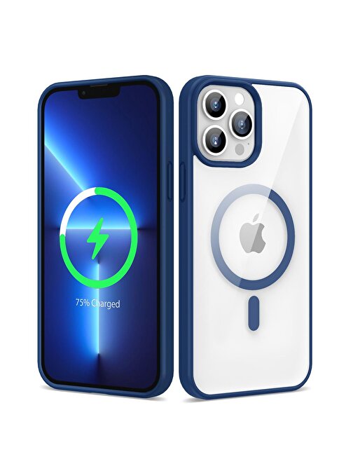 SMCASE Apple iPhone 13 Pro Max Kılıf Wireless Şarj Özellikli Ege Transparan Silikon