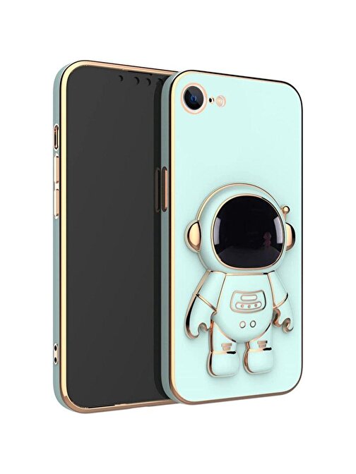 SMCASE Apple iPhone SE 2020 Kılıf Standlı Kamera Korumalı Astronot Silikon