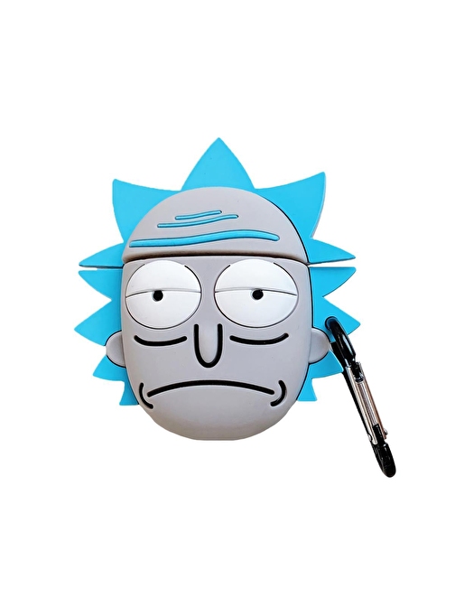 E2M Airpods 1 - 2. Nesil Uyumlu Rick And Morty Desenli Silikon Bluetooth Kulaklık Kılıfı Mavi