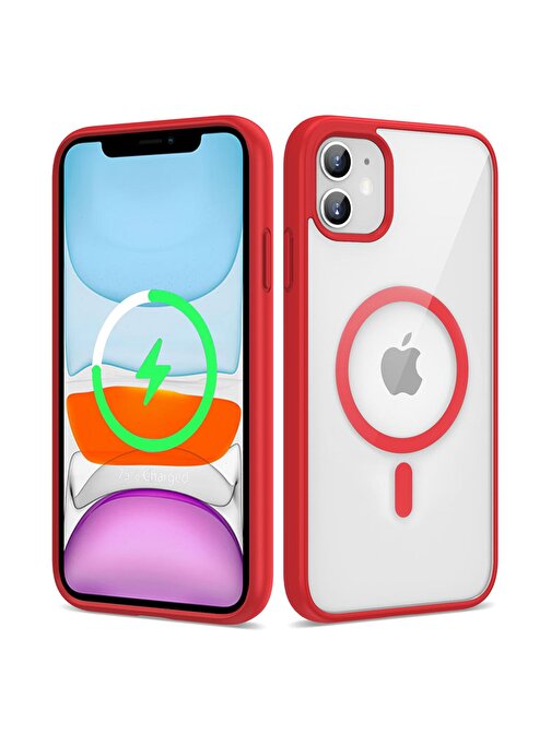 SMCASE Apple iPhone 11 Kılıf Wireless Şarj Özellikli Ege Transparan Silikon