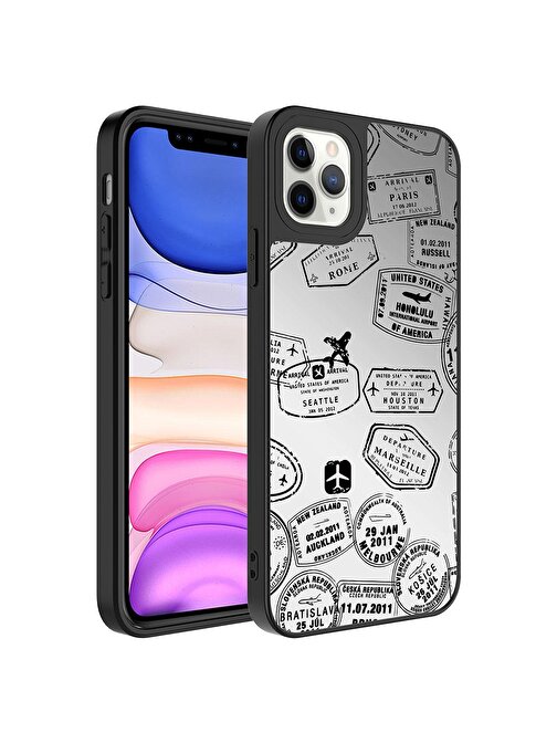 SMCASE Apple iPhone 14 Pro Max Kılıf Kamera Korumalı Ayna Üzeri Desenli Mirror Kapak