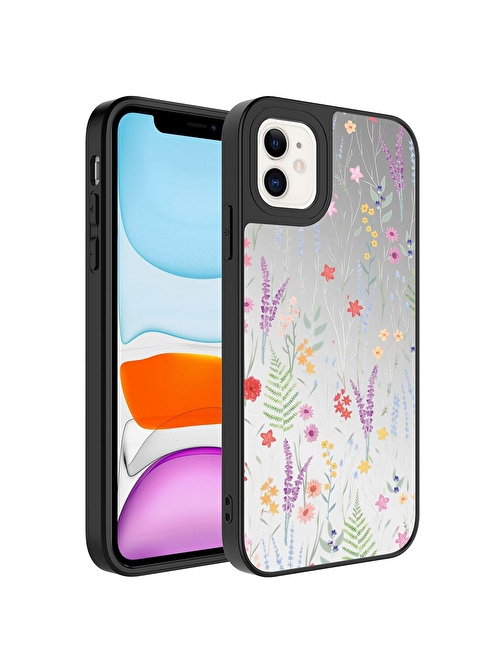 SMCASE Apple iPhone 11 Kılıf Kamera Korumalı Ayna Üzeri Desenli Mirror Kapak