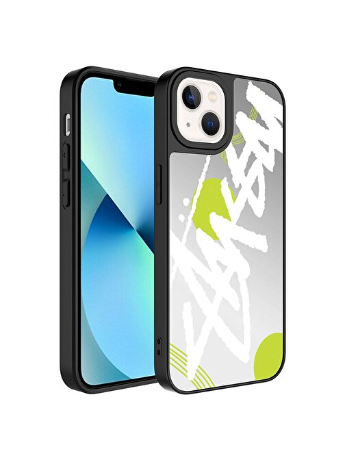 SMCASE Apple iPhone 13 Kılıf Kamera Korumalı Ayna Üzeri Desenli Mirror Kapak