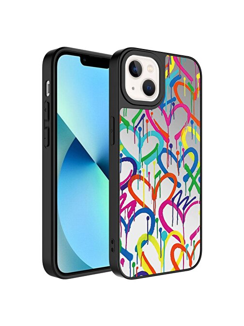 SMCASE Apple iPhone 13 Kılıf Kamera Korumalı Ayna Üzeri Desenli Mirror Kapak