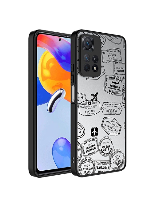 SMCASE Xiaomi Redmi Note 12 Pro 4G Kılıf Kamera Korumalı Ayna Üzeri Desenli Mirror Kapak