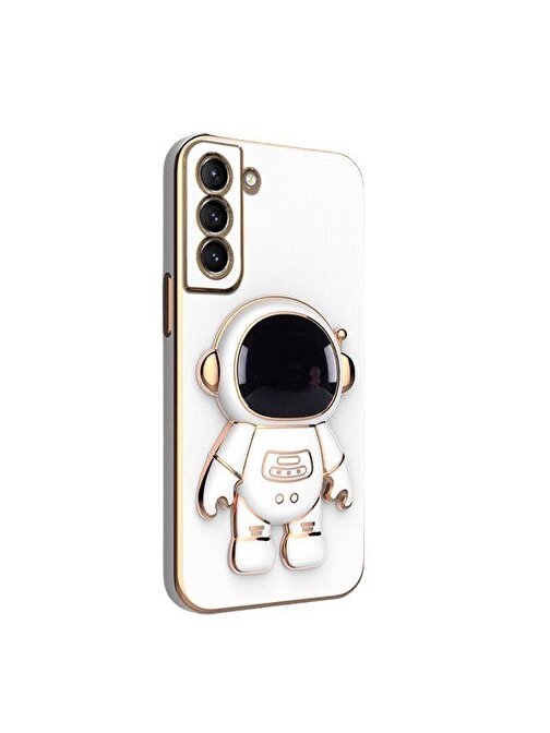 SMCASE Samsung Galaxy S21 FE Kılıf Standlı Kamera Korumalı Astronot Silikon