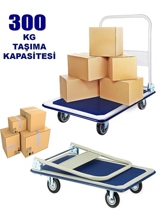 Anadolu Strong 300 Kg Koli Katlanır Tablalı Yük Paket Taşıma El Arabası 300 Kg Kapasiteli