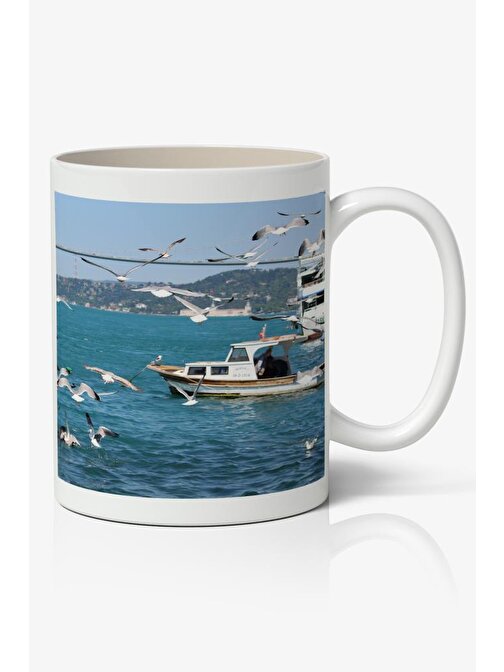Nostaljik Lezzetler Deniz Manzara Baskılı Kahve Kupa Bardak