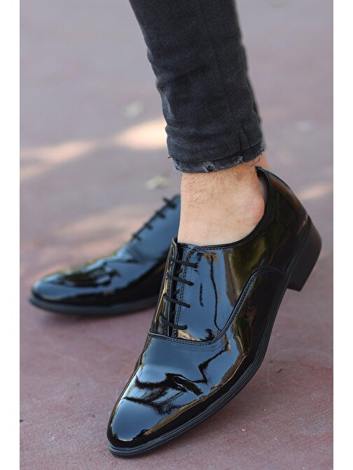 Tomiross Erkek Siyah Rugan Damatlık Klasik Ayakkabı N-569