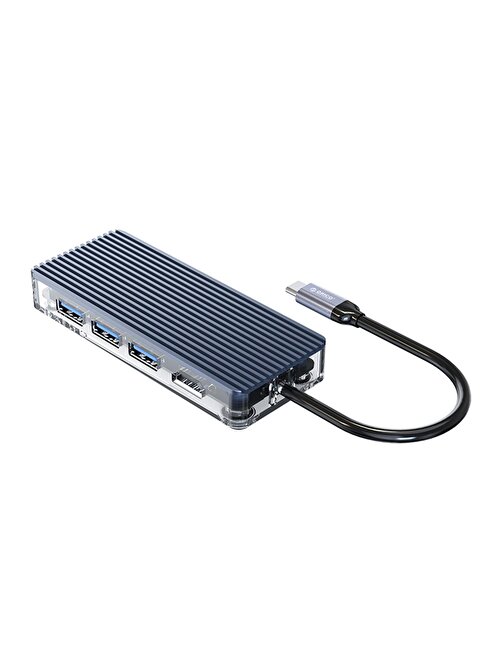 Orico 7 Portlu USB 3.0 100W HDMI TF/SD Kart Okuyucu Çoklayıcı HUB Gri