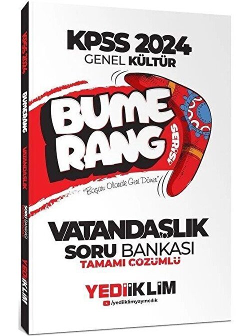 Yediiklim Yayınları 2024 KPSS Genel Kültür Bumerang Vatandaşlık Tamamı Çözümlü Soru Bankası Yediiklim Yayınları