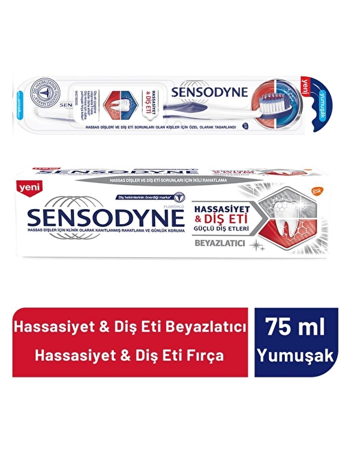 Sensodyne Hassasiyet & Diş Eti Beyazlatıcı 75ml Diş Macunu + Yumuşak Fırça Paketi