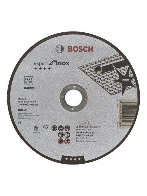 Bosch - 180*1,6 Mm Expert Serisi Düz Inox (Paslanmaz Çelik) Kesme Diski (Taş) - Rapido