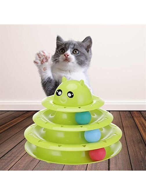 Buffer Tower Of Tracks Eğlenceli Üç Katlı Kedi Oyuncağı Seti Kedi Oyunu