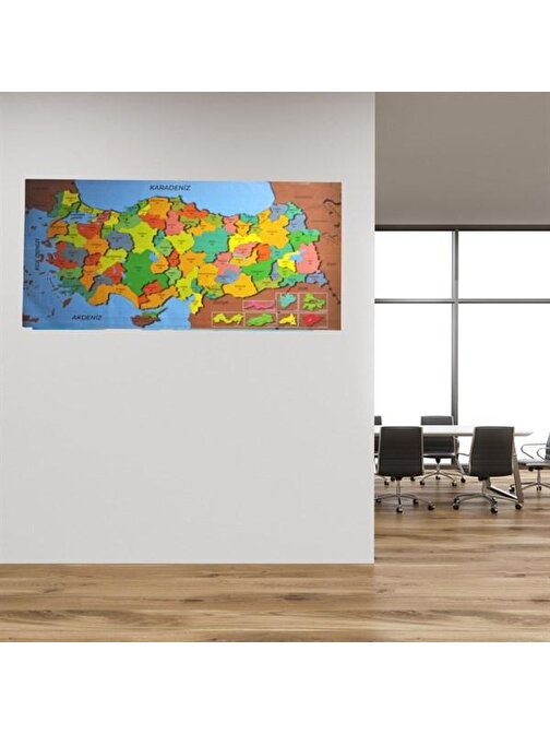 Nefertiya Buffer® Renkli Türkiye Haritası Manyetik Yapıştırıcı Gerektirmeyen Duvar Stickerı 118 Cm * 56 Cm
