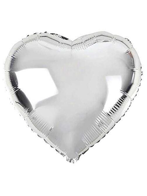 nefertiya Kalp Şekilli Gümüş Renk Folyo Balon 45 cm 5 Adet