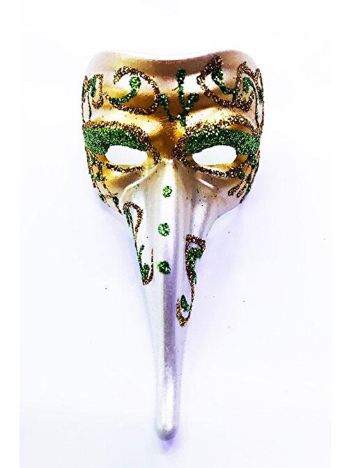 nefertiya Yeşil Renk İşlemeli Seramik Malzemeden İmal Venedik Uzun Maske Magnet