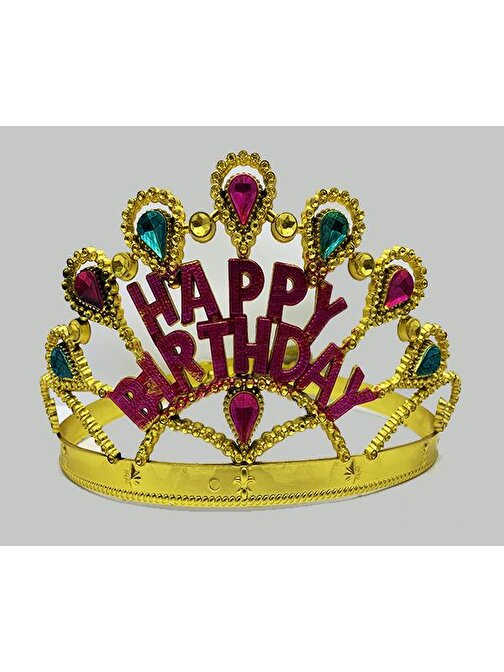 nefertiya Altın Renk Happy Birthday Yazılı Doğum Günü Tacı 60 cm