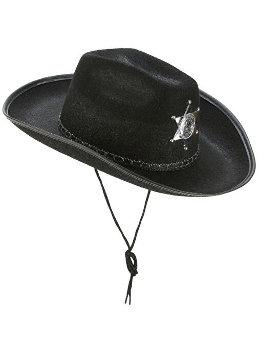 nefertiya Çocuk Kovboy Şapkası Sheriff Şapkası Siyah Renk
