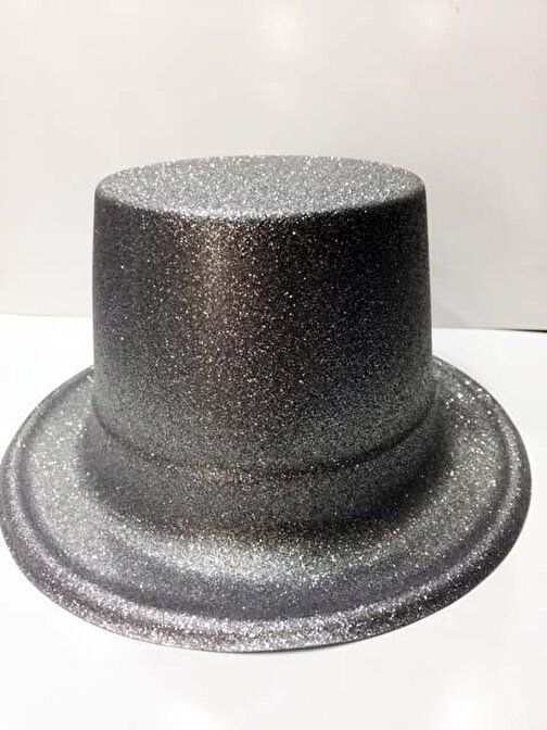 nefertiya Gümüş Renk Uzun Plastik Simli Parti Şapkası