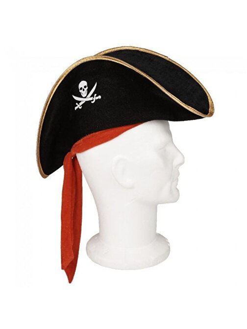 nefertiya Çocuk Boy Kadife Jack Sparrow Denizci Korsan Şapkası 45x16 cm