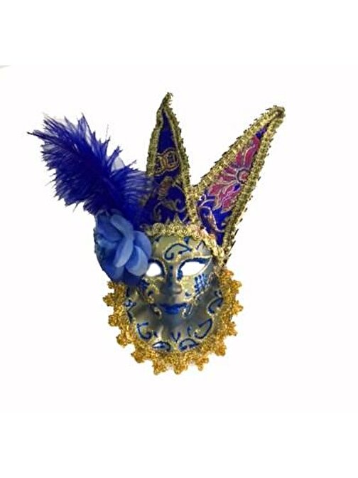Nefertiya Tüylü Dekoratif Seramik Maske Mavi