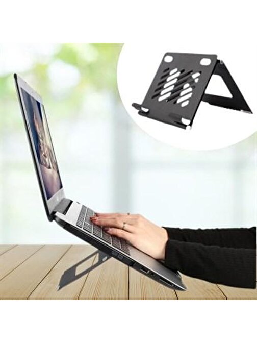nefertiya Buffer®  Ayarlanabilir Metal Dizüstü Destek Tabanı Katlanabilir Taşınabilir Laptop Sehpası Standı