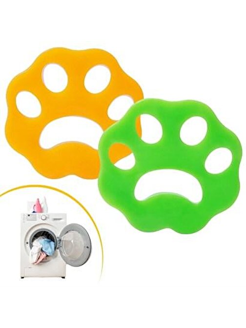 BUFFER® 2 Adet Evcil Hayvanlar ve Çamaşır Makinesi İçin Pati Şekilli Renkli Tüy Temizleme Aparatı