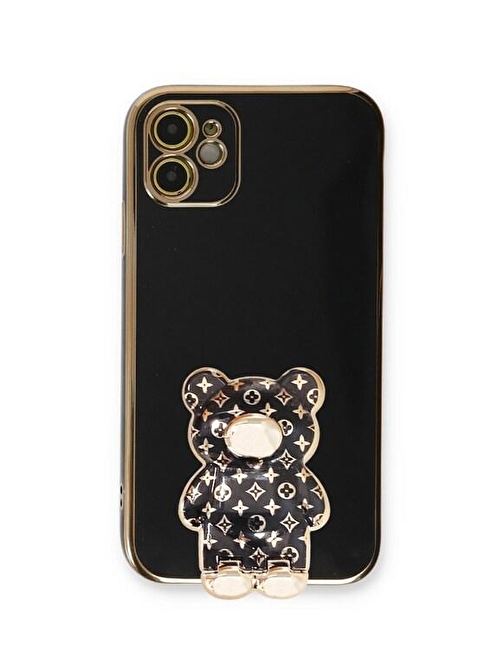 SMCASE Apple iPhone 11 Kılıf Standlı Kamera Korumalı Cute Bear Silikon