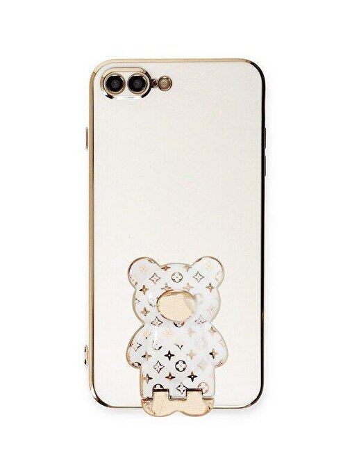 SMCASE Apple iPhone 7 Plus Kılıf Standlı Kamera Korumalı Cute Bear Silikon