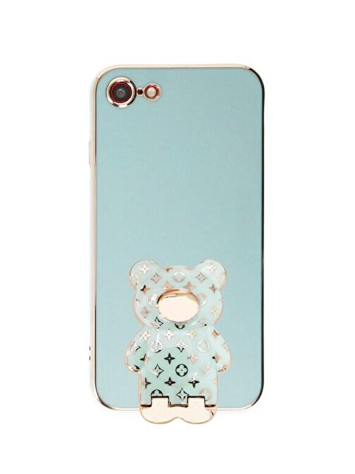 SMCASE Apple iPhone 7 Kılıf Standlı Kamera Korumalı Cute Bear Silikon