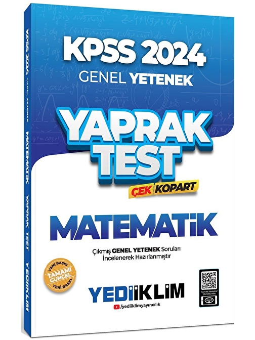 Yediiklim Yayınları Yediiklim Yayınları 2024 KPSS Genel Yetenek Matematik Çek Kopart Yaprak Test