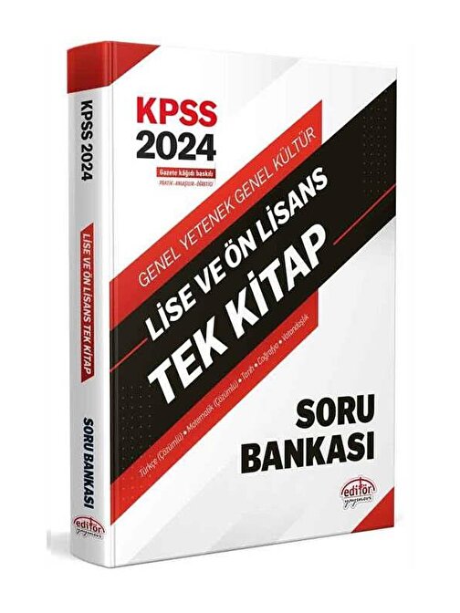 2024 Kpss Lise Ve Önlisans Tek Kitap Soru Bankası Editör Yayınları