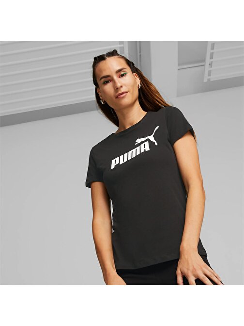 Puma 586774-01 Ess Logo Tee Kadın T-Shirt Black Xs
