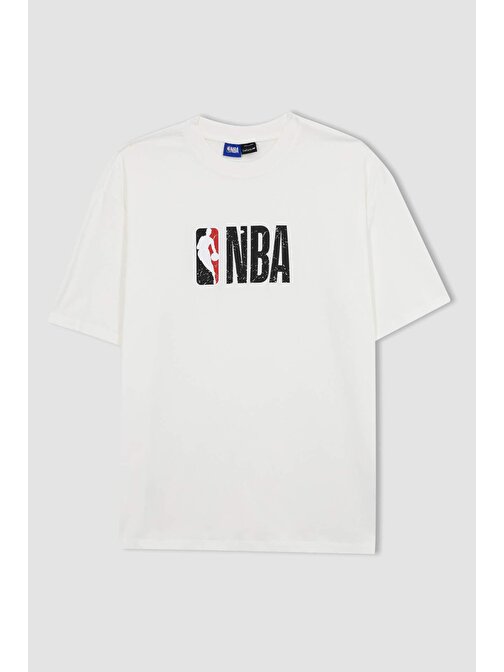 DeFactoFit NBA Wordmark Oversize Fit Bisiklet Yaka Tişört W6365AZ23AU