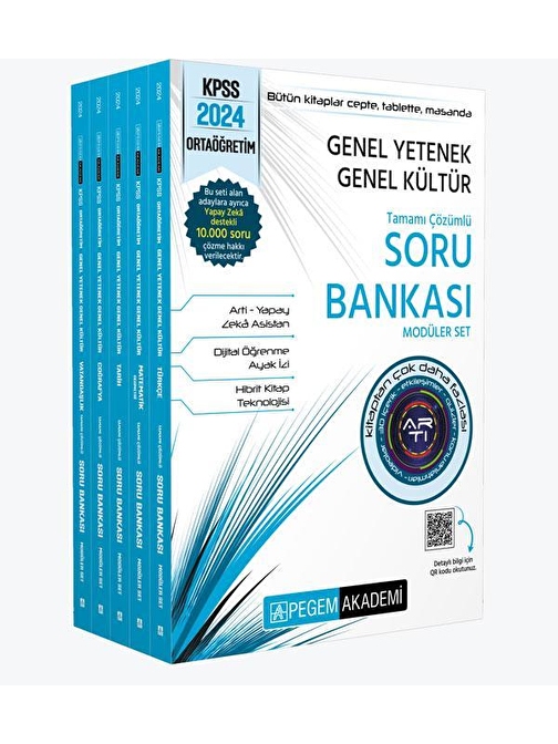 Pegem Yayınları 2024 KPSS Genel Yetenek Genel Kültür Ortaöğretim Tamamı Çözümlü Soru Bankası Modüler Set Pegem