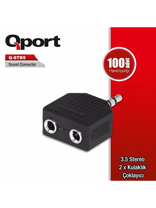 QPORT Q-STR5 3,5mm RCA ERKE => 2*KULAKLIK ÇEVİRİCİ