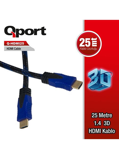 QPORT Q-HDMI25 25,0m HDMI KABLO,ALTIN UÇLU