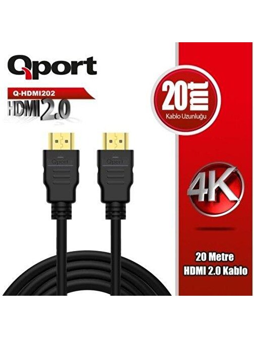 Qport Q-HDMI 202 60 hz 4K 2.0 HDMI Kablo 20 mt