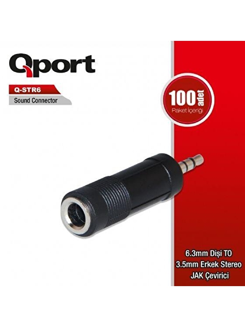 QPORT Q-STR6 6,3mm RCA DİŞİ => 3,5mm RCA ERKEK ÇEVİRİCİ