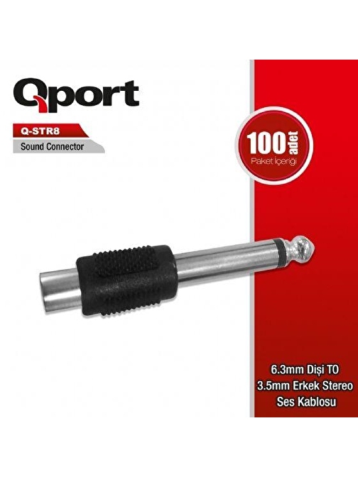 QPORT Q-STR8 6,3mm RCA DİŞİ => 3,5mm RCA ERKEK ÇEVİRİCİ