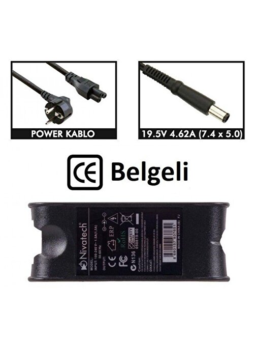 Nivatech BC904 Dell 19.5V 4.62A 4.5x3.0mm Adaptör