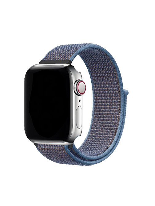 E2M KRD03 Apple Watch 38 - 40 - 41 mm Hasır Akıllı Saat Kordonu Mavi