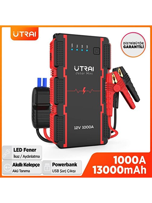 Utrai Jstar Mini 13000Mah 1000A Jump Starter Taşınabilir Akü Takviye Cihazı ( Powerbank + Led Lamba)
